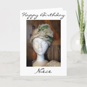 CARTE "NIECE" ET UNE TRÈS BELLE DAME = ANNIVERSAIRE