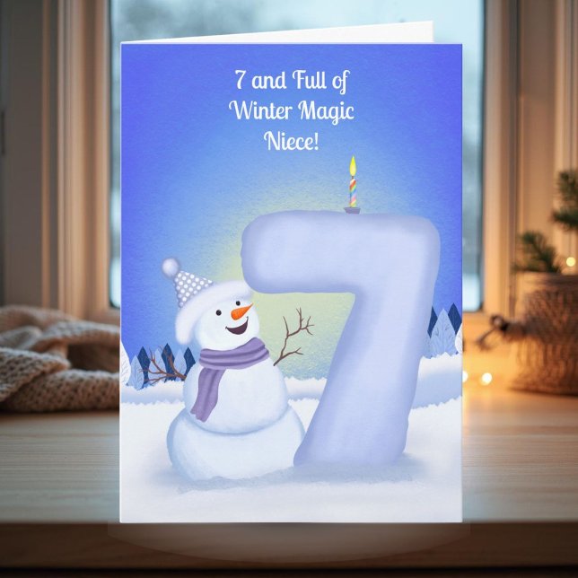 Carte Niece Happy 7th Birthday Snowman  (Créateur téléchargé)
