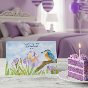 Carte Nièce Joyeux anniversaire de février Martin-pêcheu