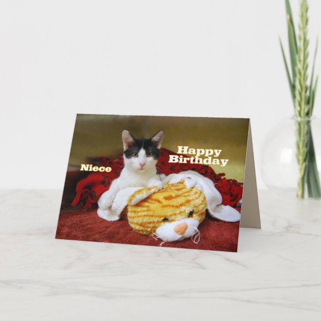 Carte Niece Joyeux Kitten d'anniversaire avec Tiger de J (Devant)
