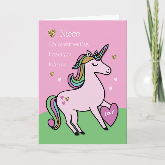 Carte Niece Magical Unicorn Saint Valentin (Devant)