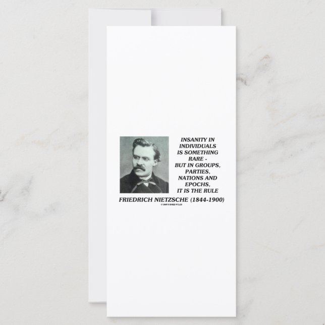 Carte Nietzsche Insanity Rare Dans Les Individus Citer (Devant)