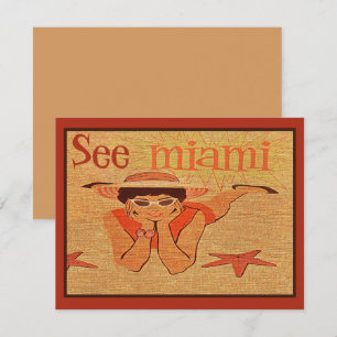 Carte Nifty les années 50 Voir Miami Joli bronzage Lady