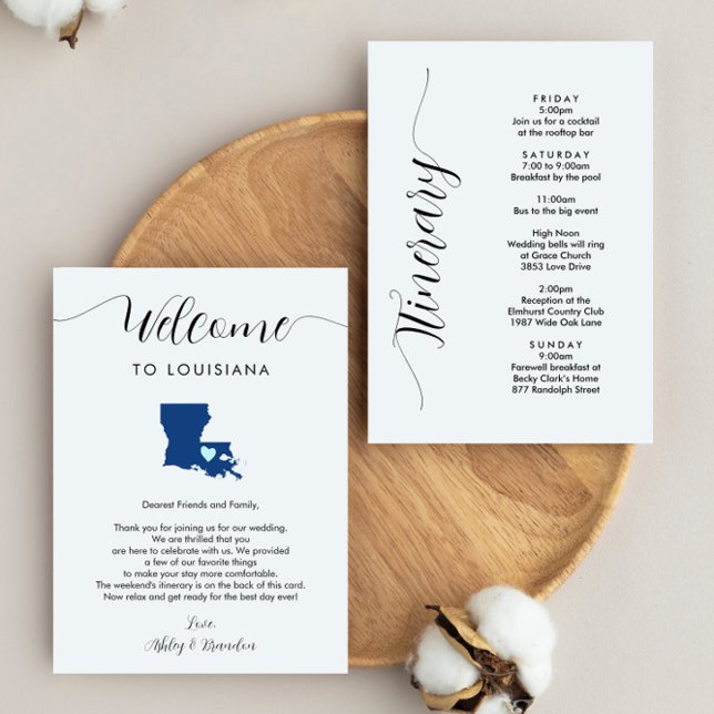 Carte N'importe quelle couleur Louisiana Mariage Welcome (Créateur téléchargé)