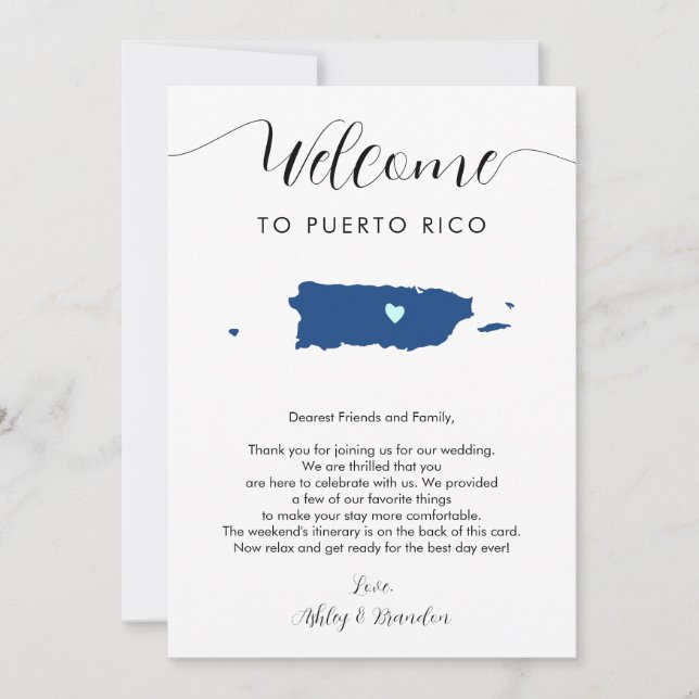 Carte N'importe quelle couleur Porto Rico Mariage Bienve (Devant)