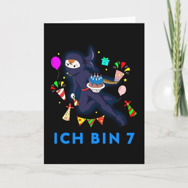 Carte NINJA ANNIVERSAIRE 7 7e anniversaire Boy Comic (Devant)