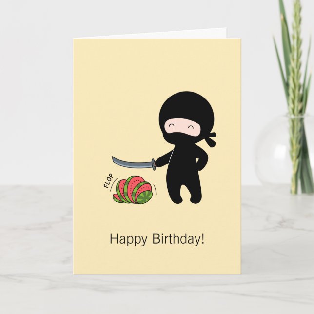 Carte Ninja minuscule coupe de pastèque Jaune Anniversai (Devant)