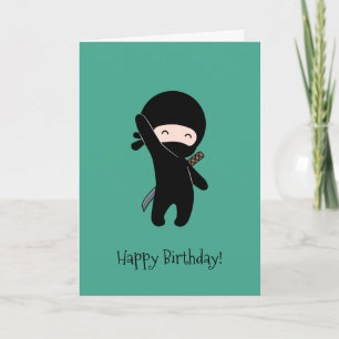 Carte Ninja minuscule et heureuse pour l'anniversaire ve