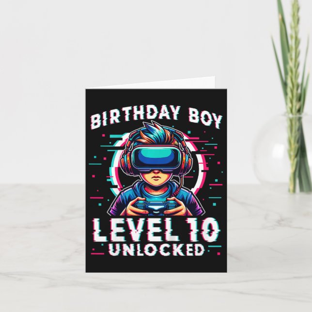 Carte Niveau 10 Déverrouillé 10 ans Anniversaire Gamer F (Devant)