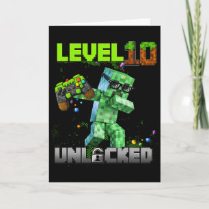 Carte Niveau 10 déverrouillé - Anniversaire Garçon Pixel