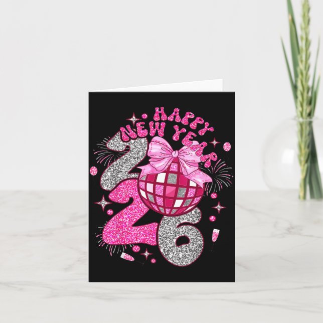 Carte Nk Happy New Year 2026 Bow Disco  (Devant)