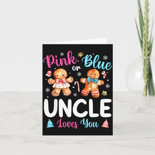 Carte Nk Or Blue Uncle Loves You Gender Reveal Christmas (Devant)