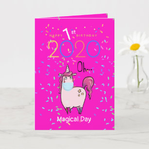 Carte No Fear UNICORN in Facemask Girls Birthday
