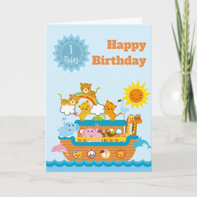 Carte Noah’s Ark âge personnalisable Anniversaire (Devant)