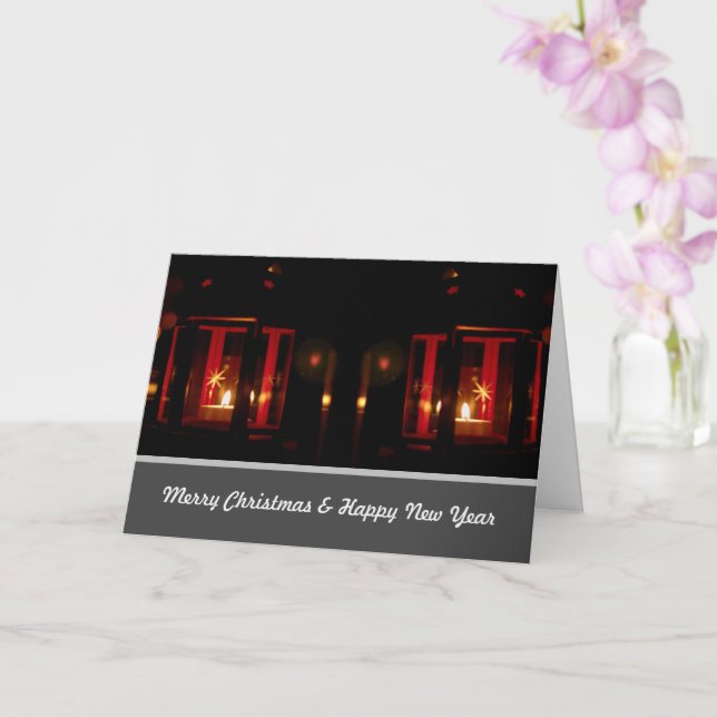 Carte Noble Joyeux Noël aux chandelles brillantes de l'A (Orchidée)