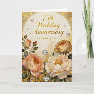 Carte Noces de diamants et d'or 75e anniversaire de mari