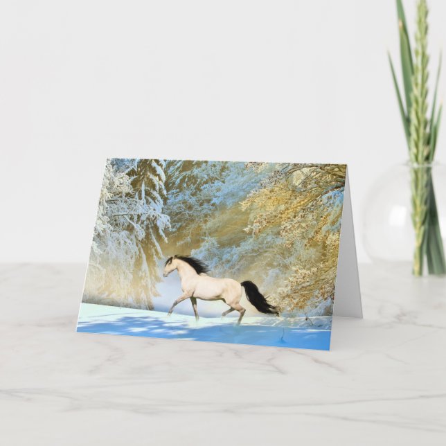 Carte Noël à cheval Buckskin (Devant)