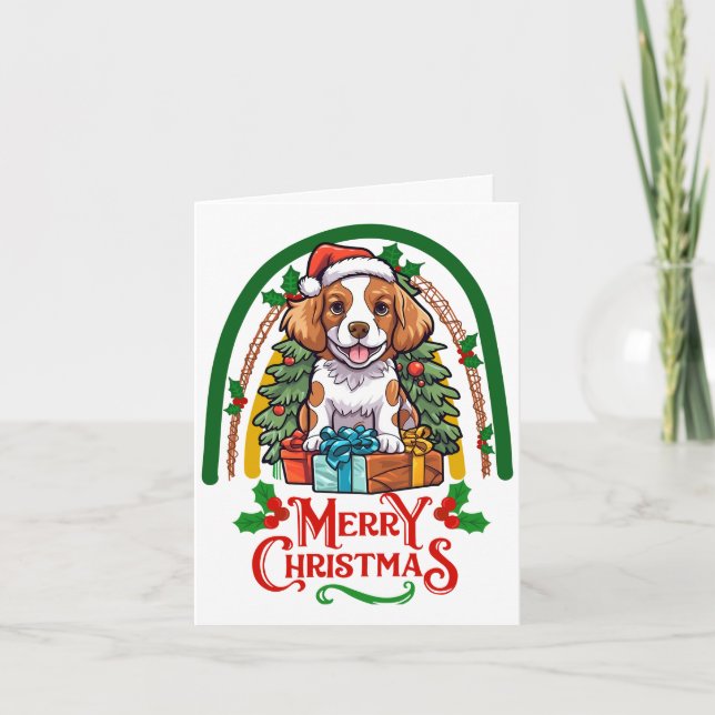Carte Noël à chien breton (Devant)