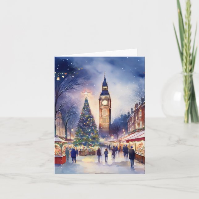 Carte Noël à London Watercolor (Devant)
