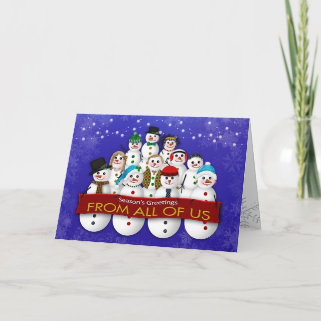 Carte Noël, Affaires, De Nous Tous, Groupe Snowman (Devant)