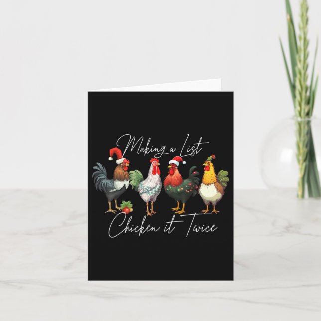 Carte Noël Amant de poulet Noël Noël Feu de chapeau de N (Devant)