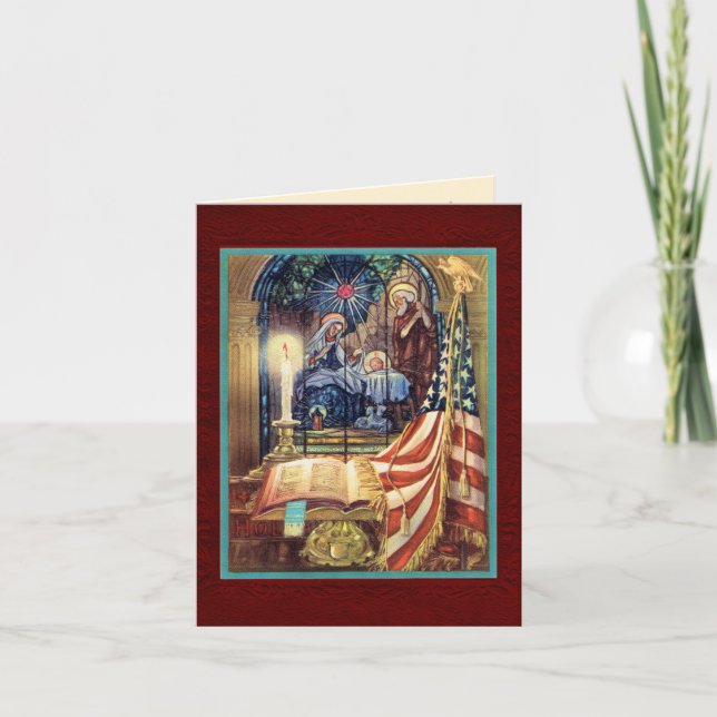 Carte Noël américain chrétien patriotique (Devant)