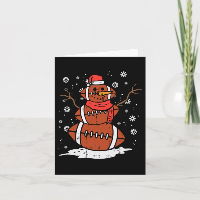 Carte Noël Américain Football Snowman Xmas Sport Hommes (Devant)