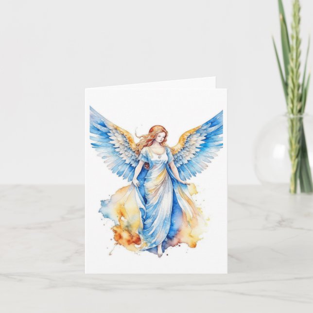 Carte Noël Angel C - Aquarelles et stylo (Devant)