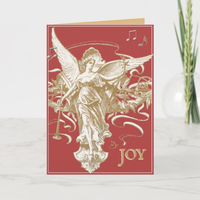 Carte Noël Angel Rouge Gold Vintage (Devant)