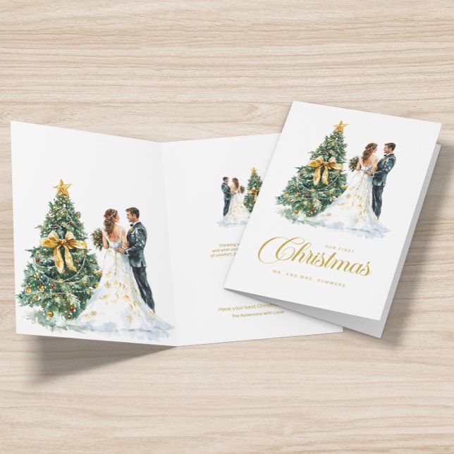 Carte Noël Arbre Mariage Couple Notre Premier Noël (Créateur téléchargé)
