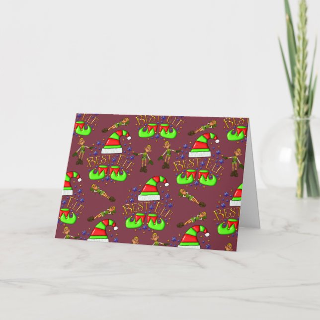 Carte Noël aux elfes de Noël (Devant)