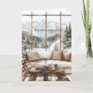 Carte Noël avec neige dans la fenêtre