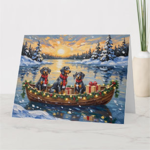 Carte Noël Bateau de vacances Bluetick Coonhound