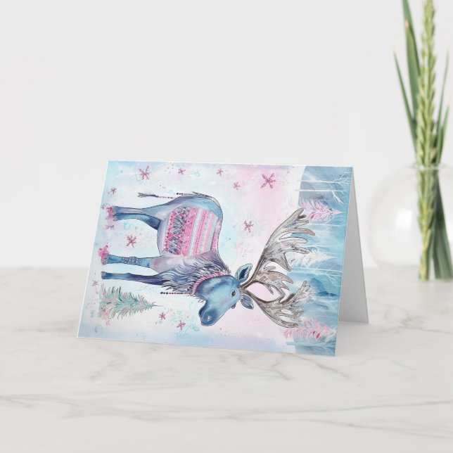 Carte Noël Bébé Animaux Elk Vacances (Devant)