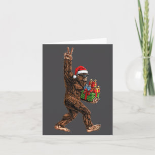 Carte Noël Bigfoot Chapeau de Père Noël Drôle Sasquatch