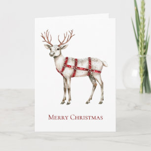 Carte Noel Blanc Peppermenthe Cerf