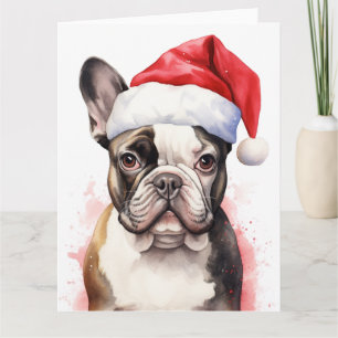 Carte Noël Bulldog français Paws Santa Festif