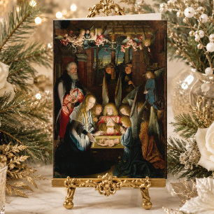 Carte Noël catholique traditionnel Vierge Marie Jésus bé