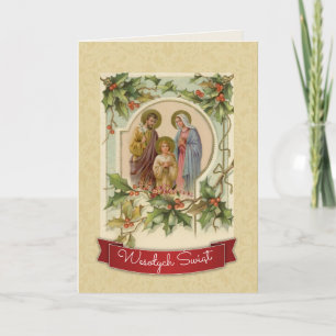 Carte Noël catholique vintage en polonais