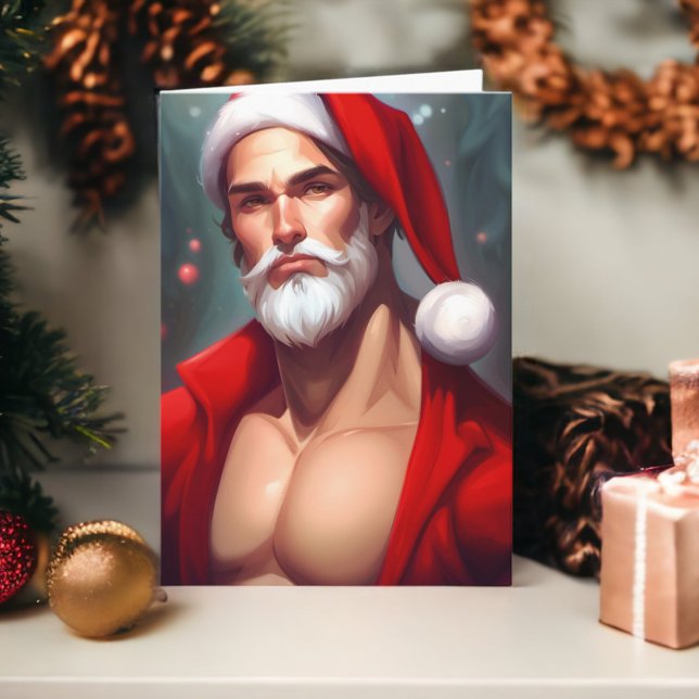 Carte Noël chaud Père Noël (Hot Christmas Santa Claus Card from Ricaso. A sexy male Santa )