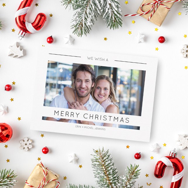 Carte Noël Chic Typographie moderne Photo personnalisée (Créateur téléchargé)