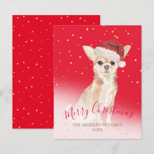 Carte Noël Chihuahua Chien Or Rouge Salutation saisonniè