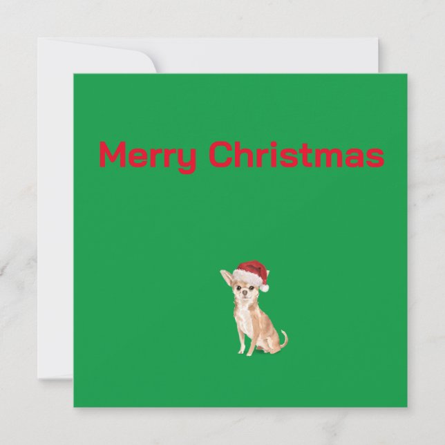 Carte Noël Chihuahua Chien Vert Joyeux voeux (Devant)