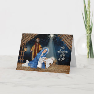 Carte Noël, Christian, Scène des gardes, Marie, Joseph