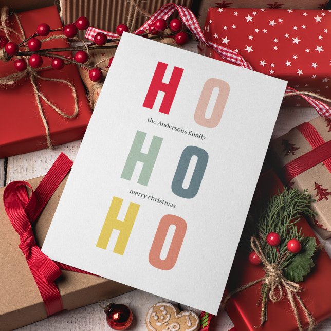 Carte Noël coloré HOHOHO | Joyeuses fêtes (Créateur téléchargé)