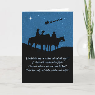 Carte Noël Cowboy avec Père Noël et Sleigh
