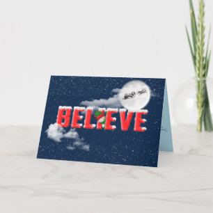 Carte Noël CROYEZ avec Père Noël et traîneau sur la lune