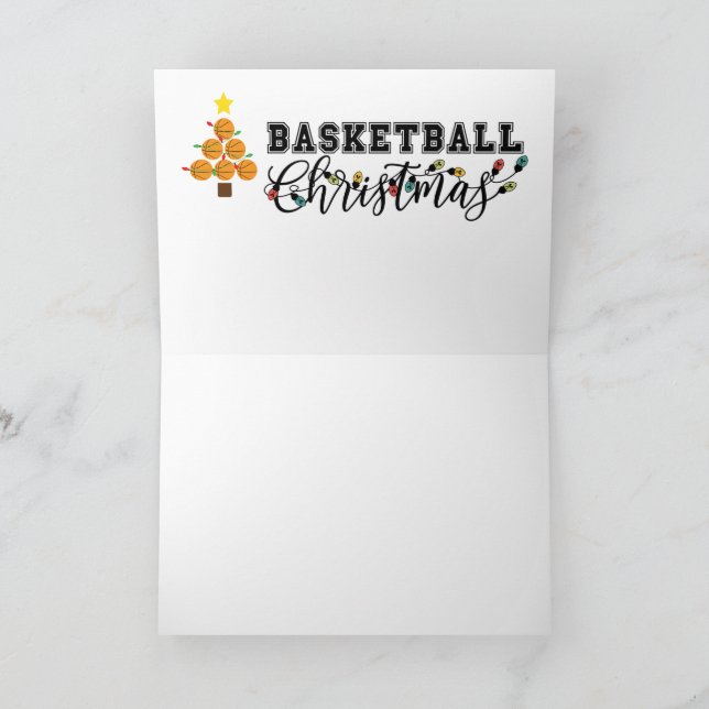 Carte Noël de basket-ball avec le Père Noël (Intérieur)