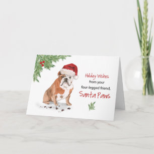 Carte Noël de Bulldog en anglais à Chien dans Funny Père