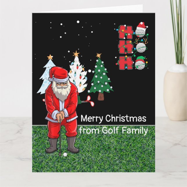 Carte Noël de golf avec le golf du Père Noël (Devant)